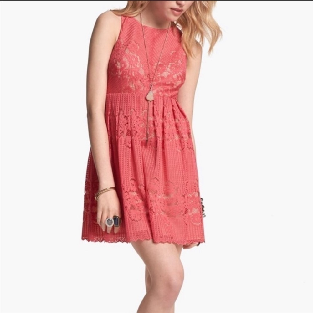 Free People Rocco Lace Dress in Cherry Size 6